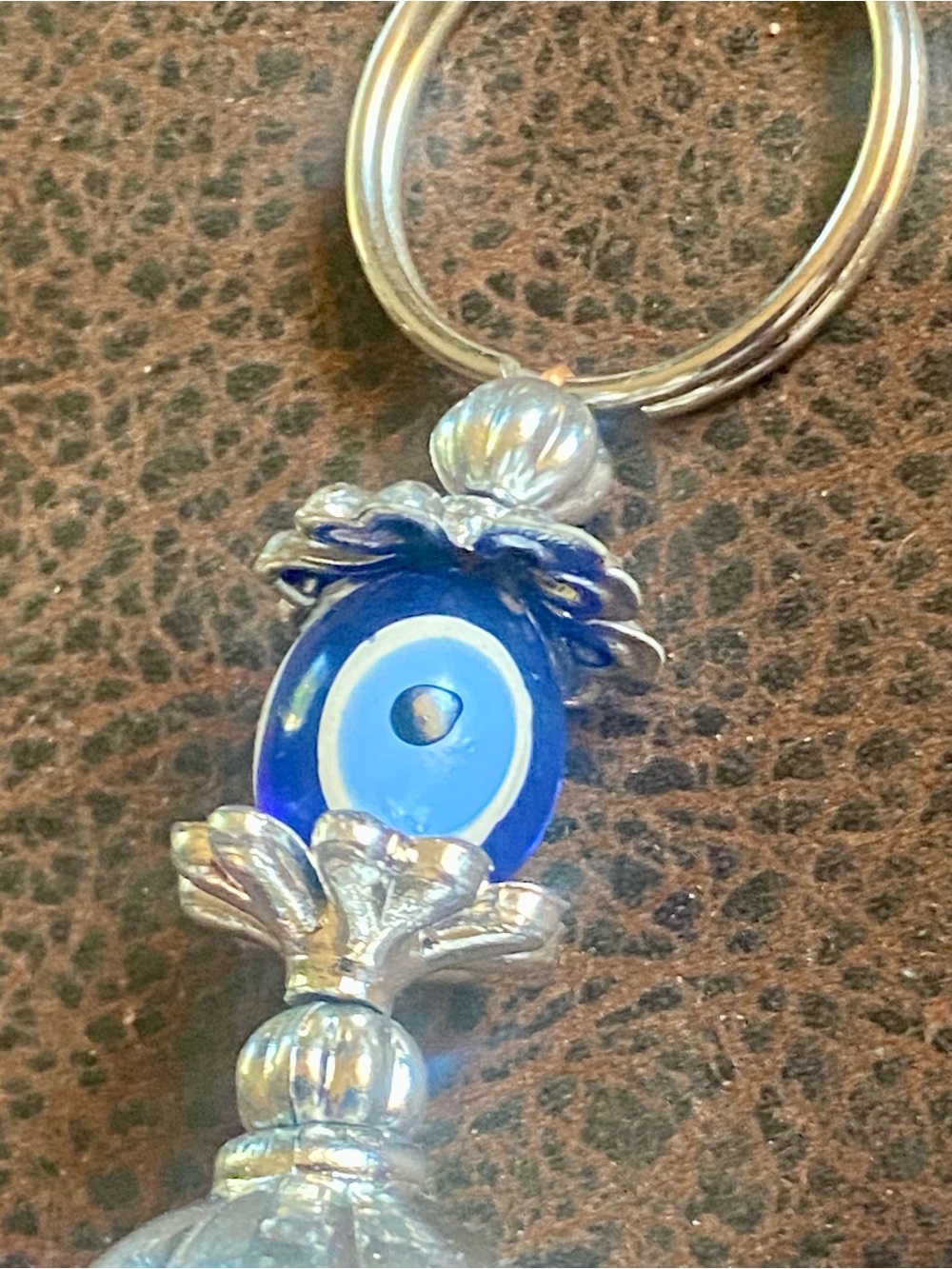 Blue Delft Windmill  Design Ceramic Shoe Keychain w/ Protective Evil Eye Accent - Picture 6 of 9